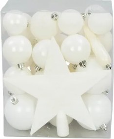 Törhetetlen Karácsonyfadísz Szett Csillaggal És Jégcsappal 32 Db-os Fehér