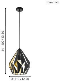 Eglo 49931 - Függeszték CARLTON 1 1xE27/60W/230V