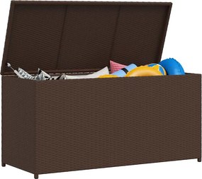 Barna Polyrattan Kerti Tárolóláda 120 X 50 X 60 Cm