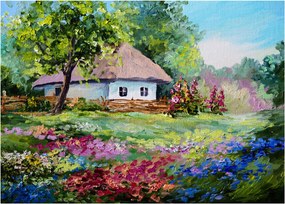 Üveg kép - Vendégház (70x50 cm)