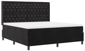 Boxspring Ágy Mattal és LED Fénnyel Fekete 180x200 cm Bársony