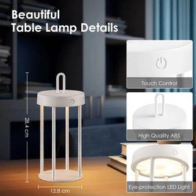 LED fényerőszabályozható kültéri újratölthető érintésvezérlésű asztali lámpa GENTLE LED/1,5W/3,7V 3000 mAh IP44 fehér