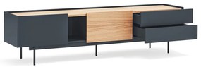 Antracitszürke-natúr színű TV-állvány tölgyfa dekorral 180x45 cm Otto – Teulat
