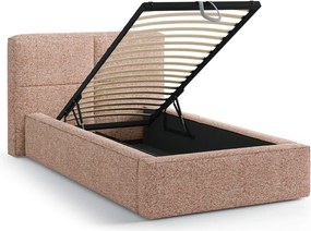 Rózsaszín kárpitozott ágyneműtartós egyszemélyes ágy ágyráccsal 90x200 cm Darren – Micadoni