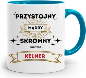 Pincérnek Kék Jóképű Bögre Szerény Nyomtatott Fényképpel