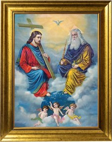 Szentháromság Szakrális Vászonkép Arany Keretben 30X40