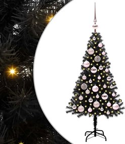 vidaXL Karácsonyfa 150 LED-del állvánnyal Fekete 120 cm PVC