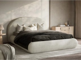 Krémszínű kárpitozott ágyneműtartós franciaágy ágyráccsal 140x200 cm Maumere – Maison de Rêve