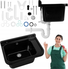 Gazdasági mosogató Mosogatógép Telek Fekete 50