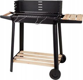 Kerti faszenes grill gurulós 49x28 cm fekete Bbq