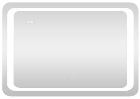 Viva AURA fürdőszoba tükör - érintőkapcsolós - páramenetesítős - órával - LED - FEKVŐ - 80 x 60 cm
