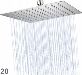 Zuhanyzó Esőztető Acél Vékony szögletes 20cm Króm szórófejes