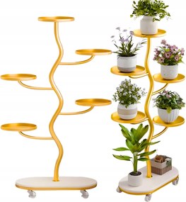 Virágágyás Fém Állvány Kerekekkel Loft Növények Arany 105 cm