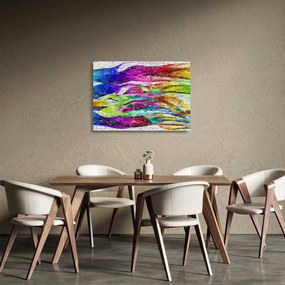 Kép - Téglafal színes lángokkal (üvegen) (70x50 cm)