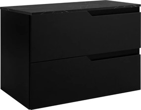 Fürdőszoba szekrény Mosdó Alatt 60 fekete frontok Mdf asztallap márvány