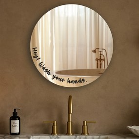 Tükör matrica S47 – Hey! Wash your hands. (round)