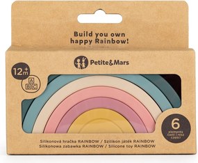 PETITE&amp;MARS szilikon egymásra rakható játék Rainbow Misty Green 12m+