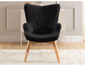 Fekete kordbársony fotel Niko – Ropez