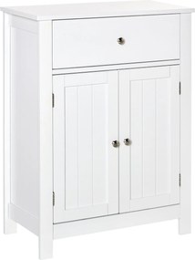 kleankin Fürdőszobai Szekrény 1 Fiókkal, 2 Ajtóval és Állítható Belső Polccal - Multifunkcionális Tároló Bútor - 60x30x80 cm | Aosom