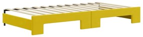 sárga kihúzható bársony heverő fiókkal 100 x 200 cm
