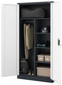 Zárható takarítószekrény DAWID 900 x 1850 x 450 mm, antracit-fehér