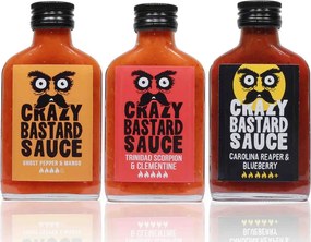 CRAZY BASTARD csípős szósz szett 3 x 100 ml,  piros
