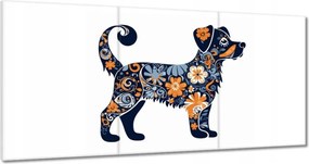 Vászonkép 60x30 Kutya virág modern virág motívum Virágok