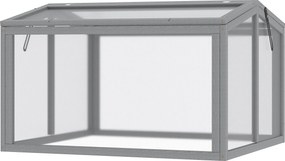 Outsunny Hidegkeretű Üvegház Ültetőágy Fedéllel, Fából és Polikarbonátból, Időjárásálló, Világosszürke, 90 x 80 x 58 cm | Aosom