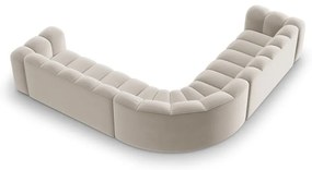 Krémszínű bársony moduláris sarokkanapé Lupine – Micadoni