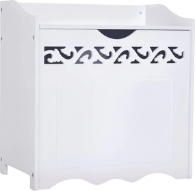 HOMCOM Fa Törölközőszekrény, Tárolószekrény Fürdőszobába, Hálószobába, Nappaliba, 55L x 34W x 58H cm, Fehér | Aosom