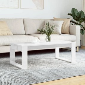 Magasfényű fehér szerelt fa dohányzóasztal 102x50x35 cm
