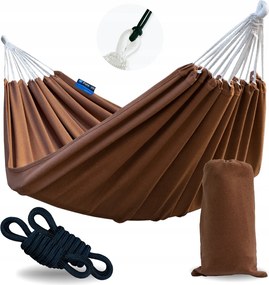 Roma kerti függőágy 200x120 karamell barna zsinórokkal és huzattal Potenza