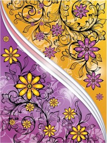 Fotótapéta Lila-Sárga Virágok Vektor Vinyl absztrakt 184x254 +ragasztó