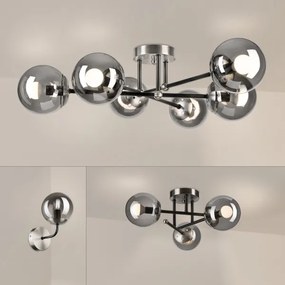 Brilagi - Felületre szerelhető csillár MALIVA 6xE14/15W/230V matt króm/füstszínű