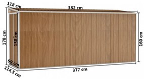 barna acél falhoz erősíthető kerti fészer 118 x 382 x 178 cm