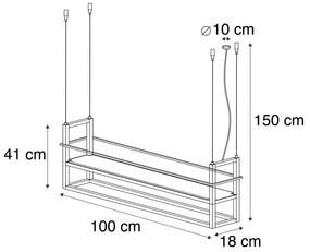 Ipari lógólámpa fekete fa polccal 4-lámpás - Cage Rack