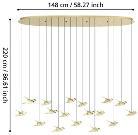 Eglo 390399 - LED Dimmelhető csillár zsinóron PARATEBUENO 17xLED/3W/230V arany