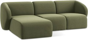 Zöld bársony sarokkanapé (bal oldali-heverő résszel) Lani – Makamii