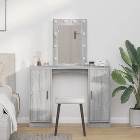 LED-es sminktükör Szürke Sonoma 102x33x135 cm