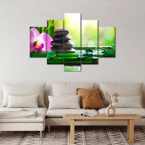 Kép a masszázs kövek és orchideák a vízen (150x105 cm)