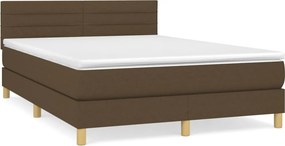 vidaXL sötétbarna szövet rugós ágy matraccal 140 x 190 cm