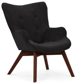 Fekete kordbársony fotel Niko – Ropez