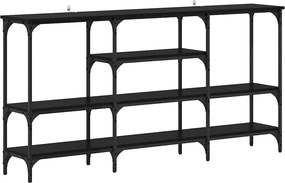 vidaXL Konzolasztal polcokkal Musta tammi 160 x 29 x 80 cm Faanyag