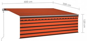 narancssárga-barna kézzel kihúzható napellenző redőnnyel 4x3 m