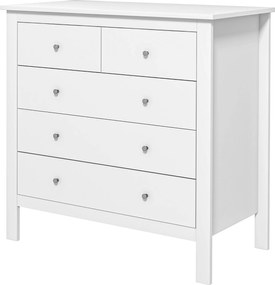 HOMCOM 5 Fiókos Modern Szekrény 79 x 39,5 x 80,5 cm - Fehér | Aosom