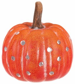 Tök gyertyatartó, lyukas, narancssárga, kerámia, átmérő: 14 cm