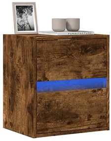 füstös tölgy színű fali TV-szekrény LED-ekkel 41x31x45 cm