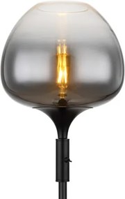 Globo 15548S2 Állólámpa, matt fekete fém, füstszínű üveg, fekete textil kábel, hintakapcsoló a terméken, ø: 290 mm, V: 1650 mm, kábelhossz 1800 mm, izzó nélkül 1x E27 60W 230V