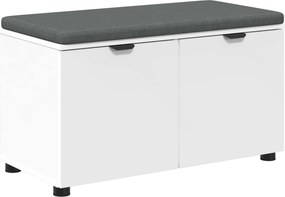 vidaXL Előtér pad párnával Fehér 80 x 38 x 46 cm Műanyag Fa és Szövet