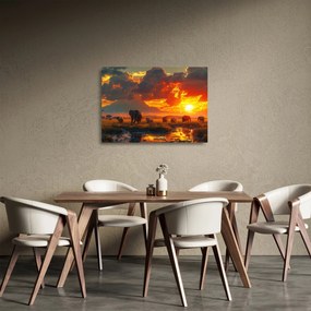 Üveg kép - Elefántcsorda (70x50 cm)